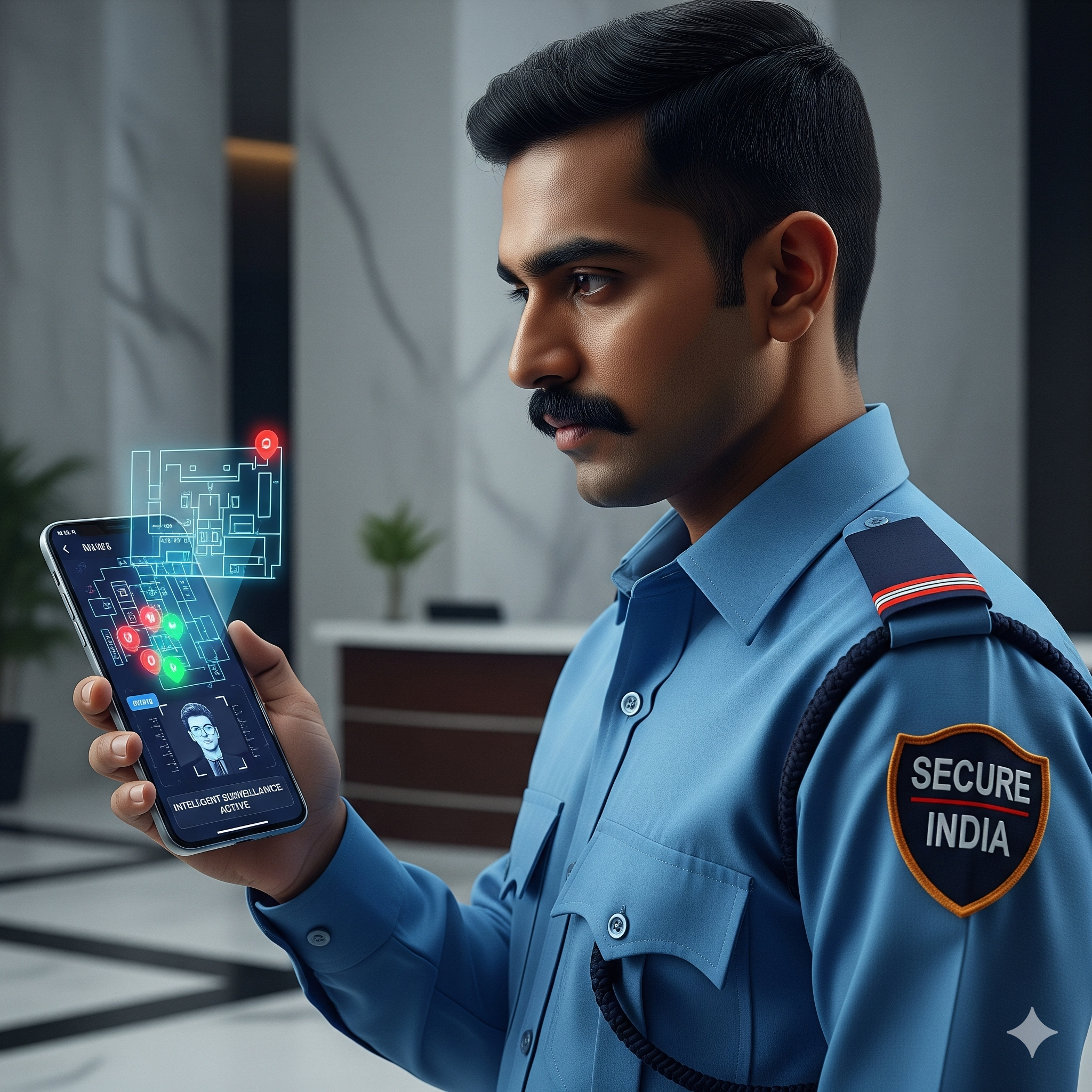 Security guard patrolling a premise
